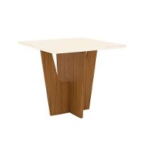 Mesa De Jantar Vértice 90 Cm Tampo Reto Com Vidro Nature Off White - Henn - 1