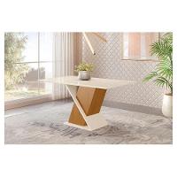 Mesa De Jantar Fiorella 160 Cm Tampo Reto Com Vidro Nature Off White - Henn - 2