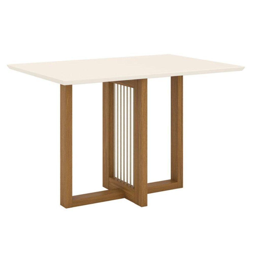 Mesa De Jantar Natalí 120 Cm Canto Reto Sem Vidro Nature Off White - Henn - 1