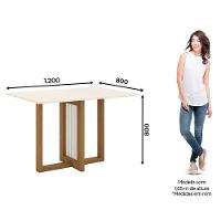 Mesa De Jantar Natalí 120 Cm Canto Reto Sem Vidro Nature Off White - Henn - 2