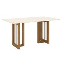 Mesa De Jantar Yara 160 Cm Canto Reto Sem Vidro Nature Off White - Henn - 1