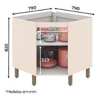 Balcão Canto Oblíquo 1 Porta évelin Off White - Henn - 2