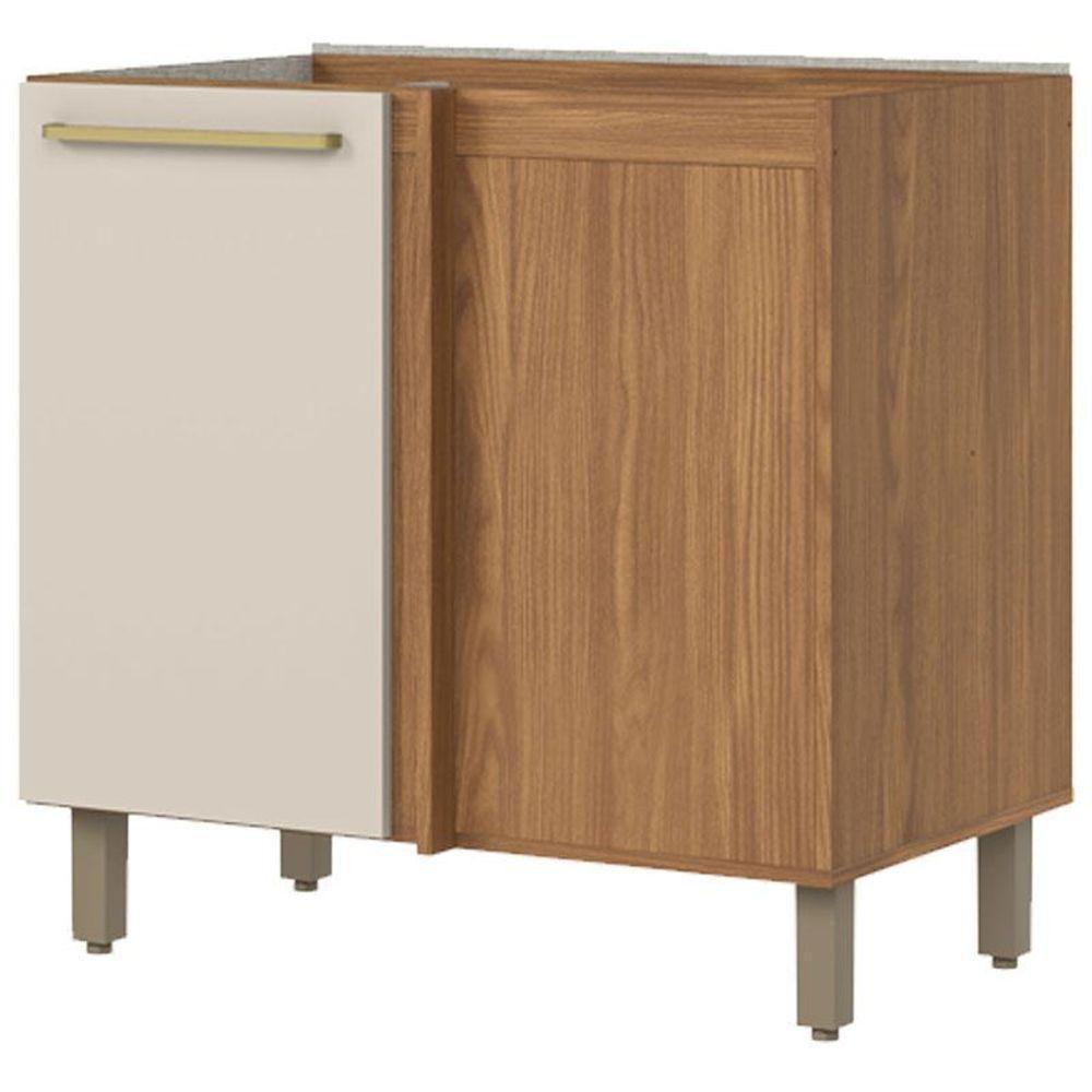 Balcão Canto Reto Requinte 1 Porta Nature Areia - Henn - 1