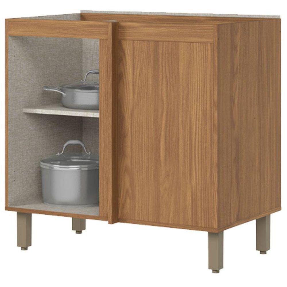 Balcão Canto Reto Requinte 1 Porta Nature Areia - Henn - 2