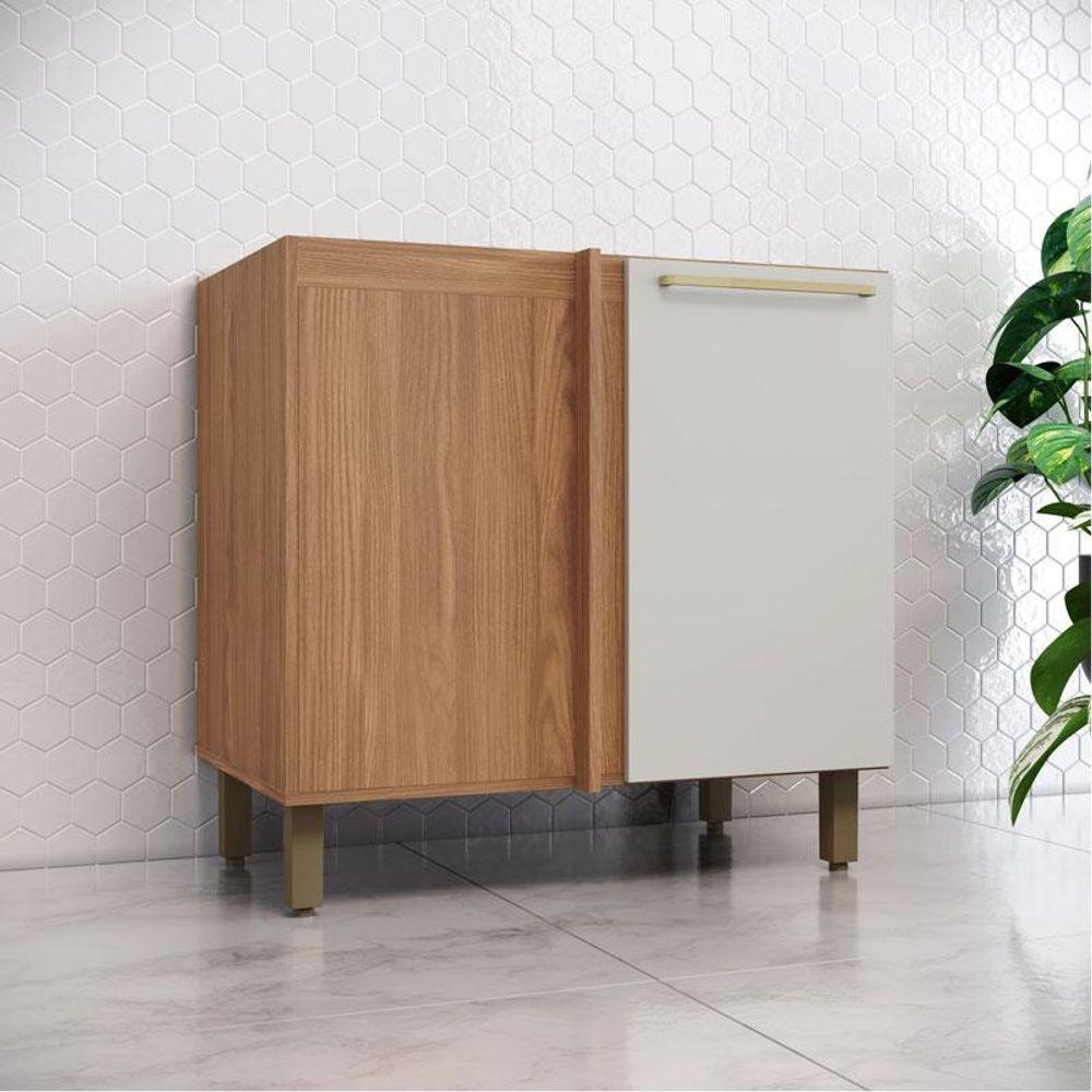 Balcão Canto Reto Requinte 1 Porta Nature Areia - Henn - 3