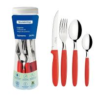 Jogo De Talher Faqueiro Ipanema Aço Inox 24 Peças Tramontina Vermelho - 1