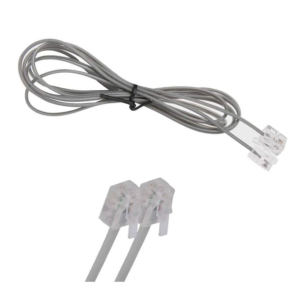 Fio Cabo Rj11 Telefonico 1m E 60cm Kit 50 Uni Telefone Fixo Fax Extensao Fino Resistente - 4