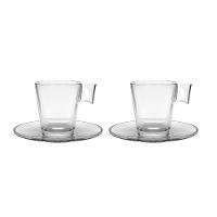 Jogo 2 Xícaras De Café De Vidro Com Pires Transparente Em Casa Tem 80ml - 1