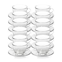 Kit 12 Xícaras De Chá Vidro Com Pires Em Casa Tem 230ml - 1