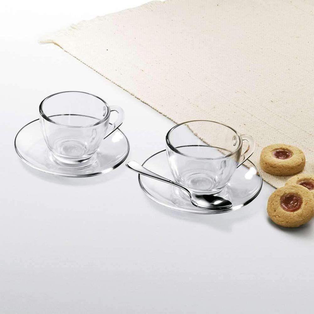 Kit 6 Xícaras De Chá Vidro Com Pires Em Casa Tem 230ml - 2