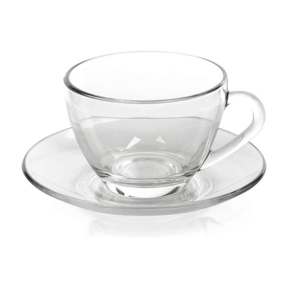 Kit 6 Xícaras De Chá Vidro Com Pires Em Casa Tem 230ml - 4