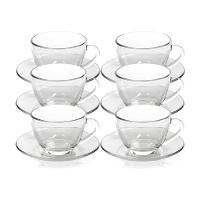 Kit 6 Xícaras De Chá Vidro Com Pires Em Casa Tem 230ml - 1