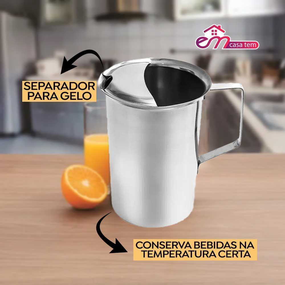 2 Jarras De Inox Com Aparador De Gelo Suco água Leite 1l Em Casa Tem - 5