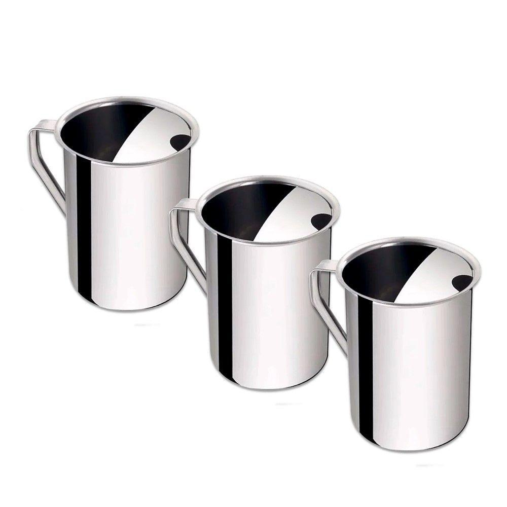 3 Jarras De Inox Com Aparador De Gelo Suco água Leite 2l Em Casa Tem - 1