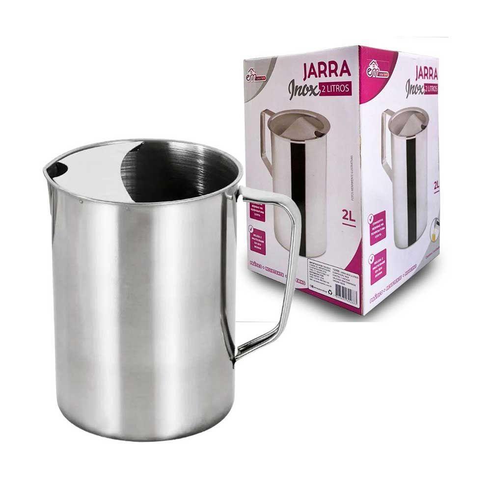 5 Jarras De Inox Com Aparador De Gelo Suco água Leite 1l Em Casa Tem - 5