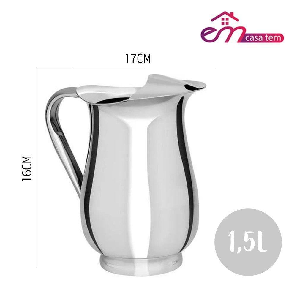 2 Jarras De Inox Para Servir água Suco Com Aparador De Gelo Emcasa Tem 1,5l - 4