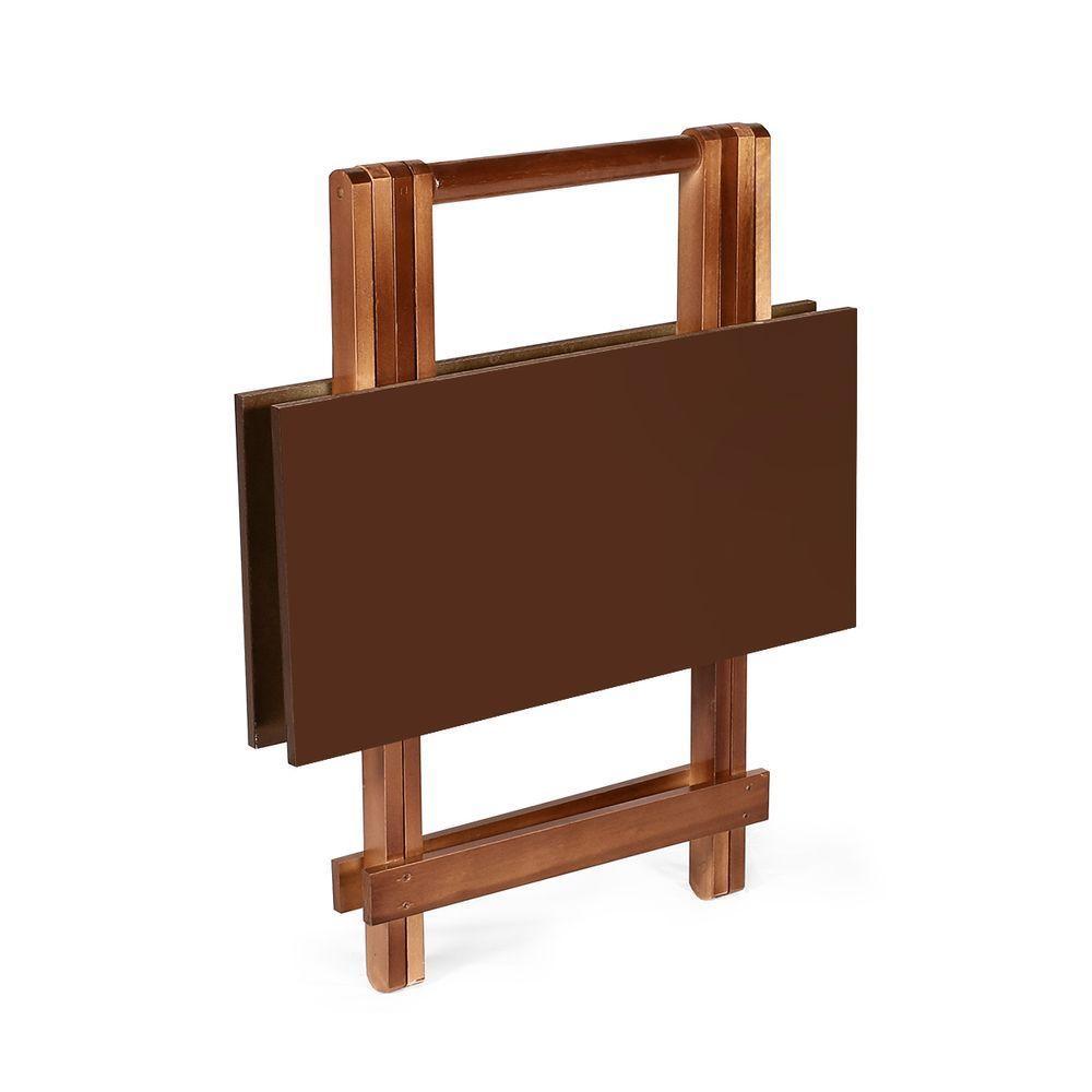 Jogo De Mesa 70 X 70 Com 4 Cadeiras Dobráveis De Madeira Cor Imbuia - M.b Móveis - 5