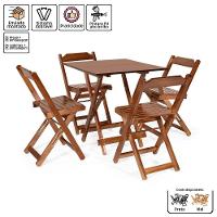 Jogo De Mesa 70 X 70 Com 4 Cadeiras Dobráveis De Madeira Cor Imbuia - M.b Móveis - 3