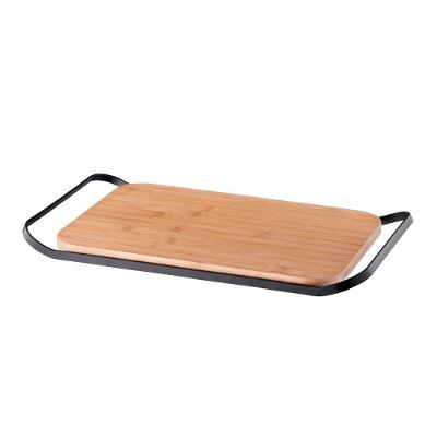 Bandeja Decorativa De Madeira Para Café Taças Alças Metal Preto 43x25cm Future
