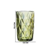 Jogo 12 Copos P/ água Vidro Diamante Verde Class Home 350ml - 5