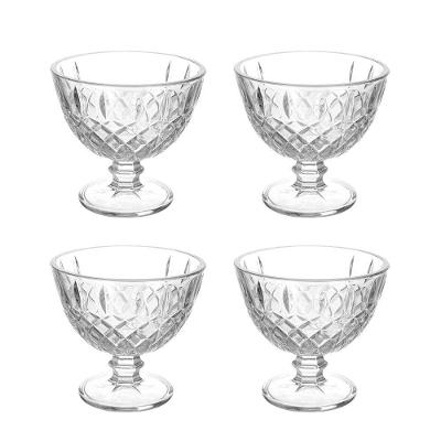 Jogo 4 Taças De Sobremesa De Vidro Transparente Granada Emcasa Tem 300ml