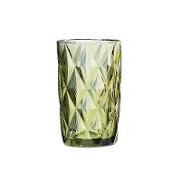 Jogo 4 Copos Para água Vidro Diamante Verde Class Home 350ml - 2