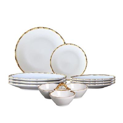 Jogo 4 Pratos Rasos 4 Prato Sobremesa E Petisqueira Bambu Cerâmica Scalla 1ª Linha