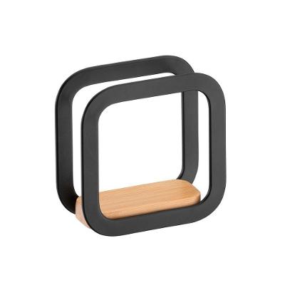 Porta Guardanapos De Papel Em Madeira E Metal Preto Fosco 10×10cm Future