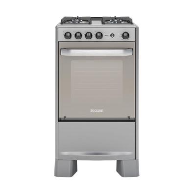 Fogão de Piso 4 Bocas Gás Suggar FGISL410PRIX Mesa Inox Automático Prata Bivolt