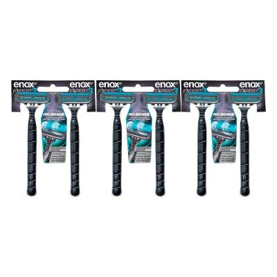 Kit 6 Aparelho De Barbear Descartável Barbeador 3 Lâminas Enox Expert