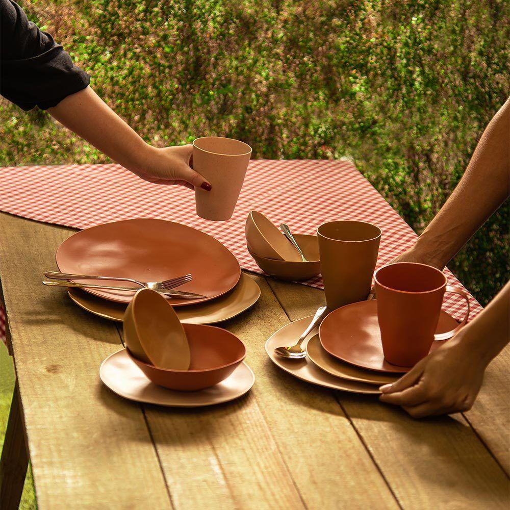 Copo Fibra De Bambu E Pp Lines Areia 450ml Lyor - 2