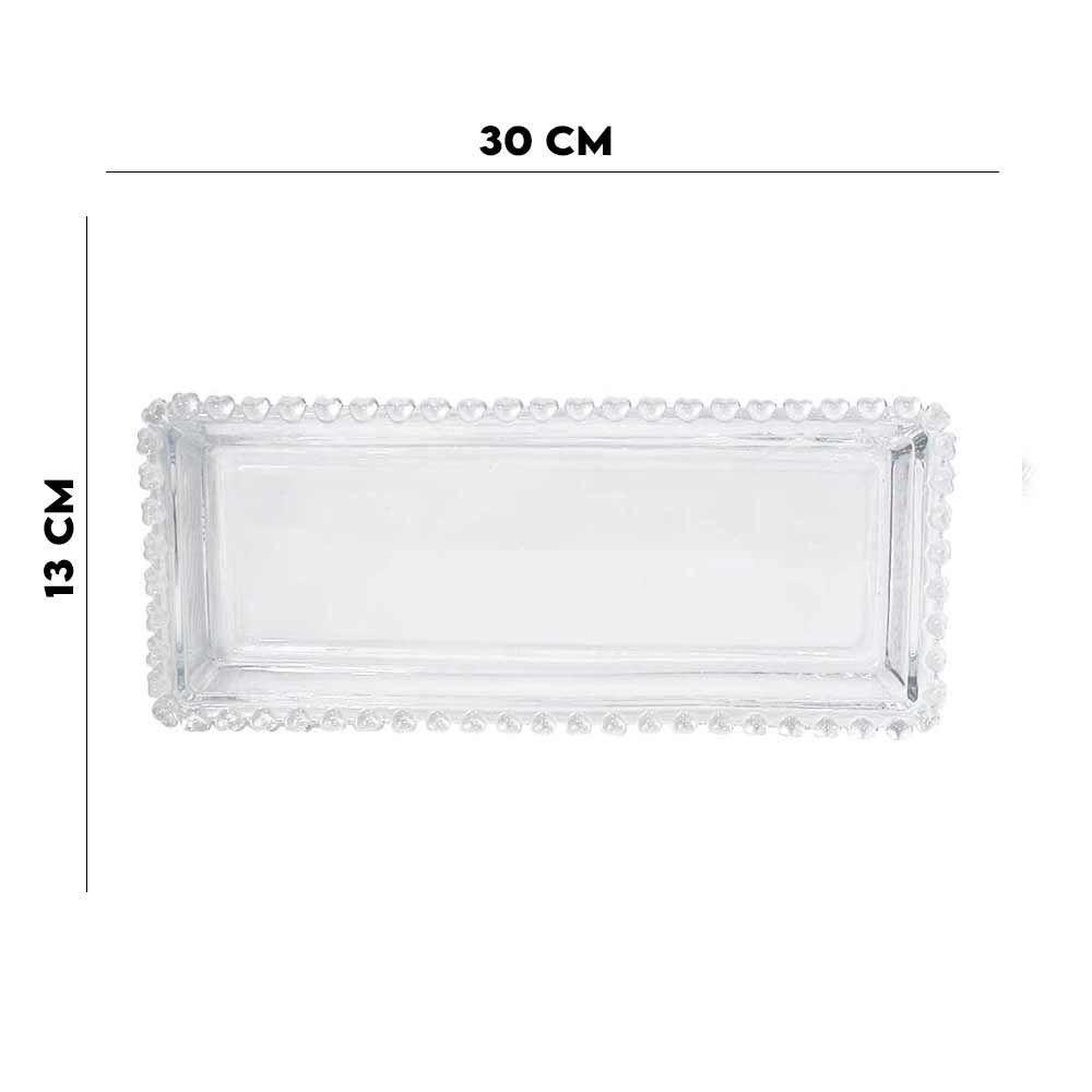 Travessa Retangular De Cristal Coração Lyor 30x13cm - 2