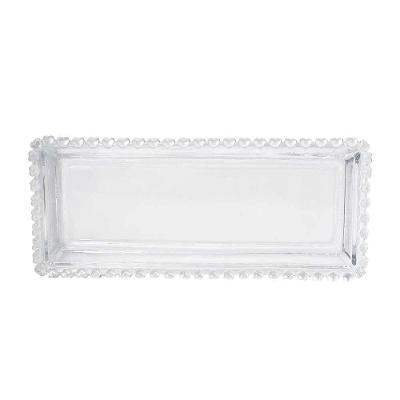 Travessa Retangular De Cristal Coração Lyor 30x13cm