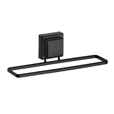 Toalheiro De Lavabo Suporte Banheiro Preto Fosco Fixação Por Ventosa Future 25cm