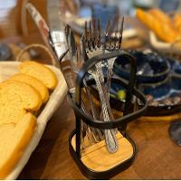 Suporte Para Utensílios E Talheres Base De Madeira E Estrutura Metal Preto Fosco Future - 3