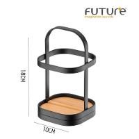 Suporte Para Utensílios E Talheres Base De Madeira E Estrutura Metal Preto Fosco Future - 5