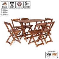 Jogo De Mesa 1,20 X 70 Com 6 Cadeiras Dobráveis De Madeira Cor Imbuia - M.b Móveis - 5