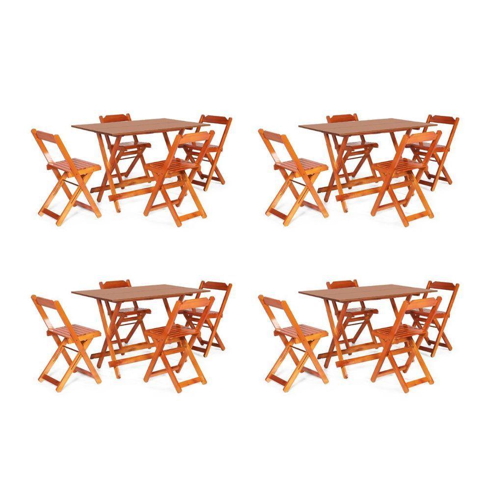 Kit 4 Conjuntos Dobráveis 120 X 70 Com 4 Cadeiras Mel - M.b Móveis - 1