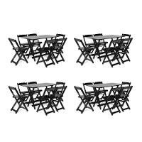 Kit 4 Conjuntos Dobráveis 120 X 70 Com 6 Cadeiras Preto - M.b Móveis - 1