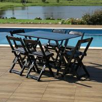 Kit 4 Conjuntos Dobráveis 120 X 70 Com 6 Cadeiras Preto - M.b Móveis - 3