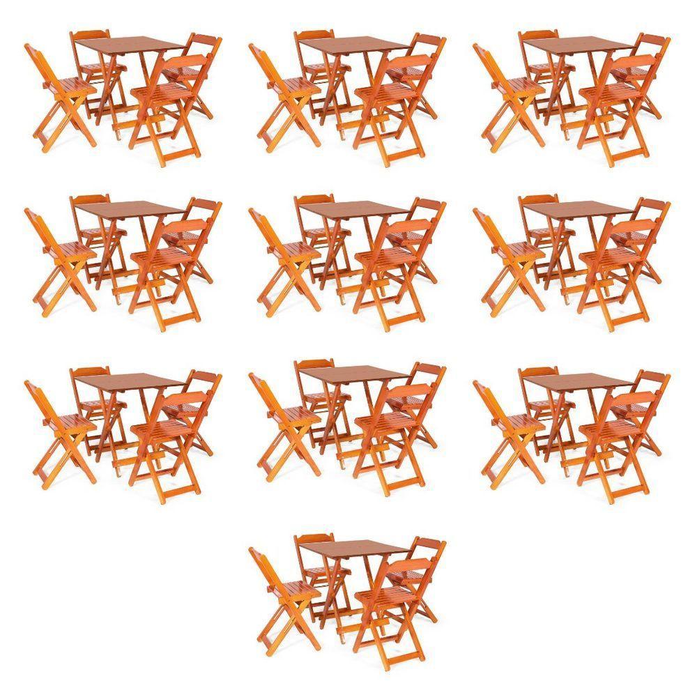 Kit 10 Conjuntos Dobráveis 70 X 70 Com 4 Cadeiras Dobráveis Mel - M.b Móveis - 1