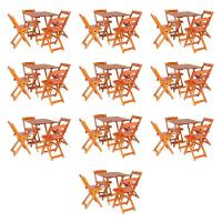 Kit 10 Conjuntos Dobráveis 70 X 70 Com 4 Cadeiras Dobráveis Mel - M.b Móveis - 1