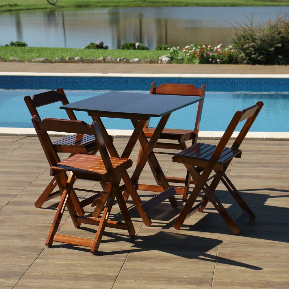 Kit 6 Conjuntos Dobráveis 70 X 70 Com 4 Cadeiras Dobráveis Imbuia - M.b Móveis - 6