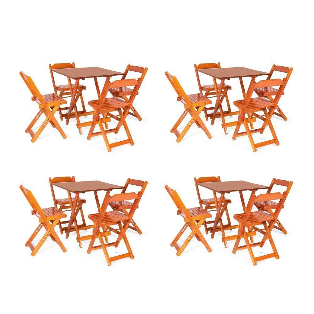 Kit 4 Conjuntos Dobráveis 70 X 70 Com 4 Cadeiras Dobráveis Mel - M.b Móveis - 1