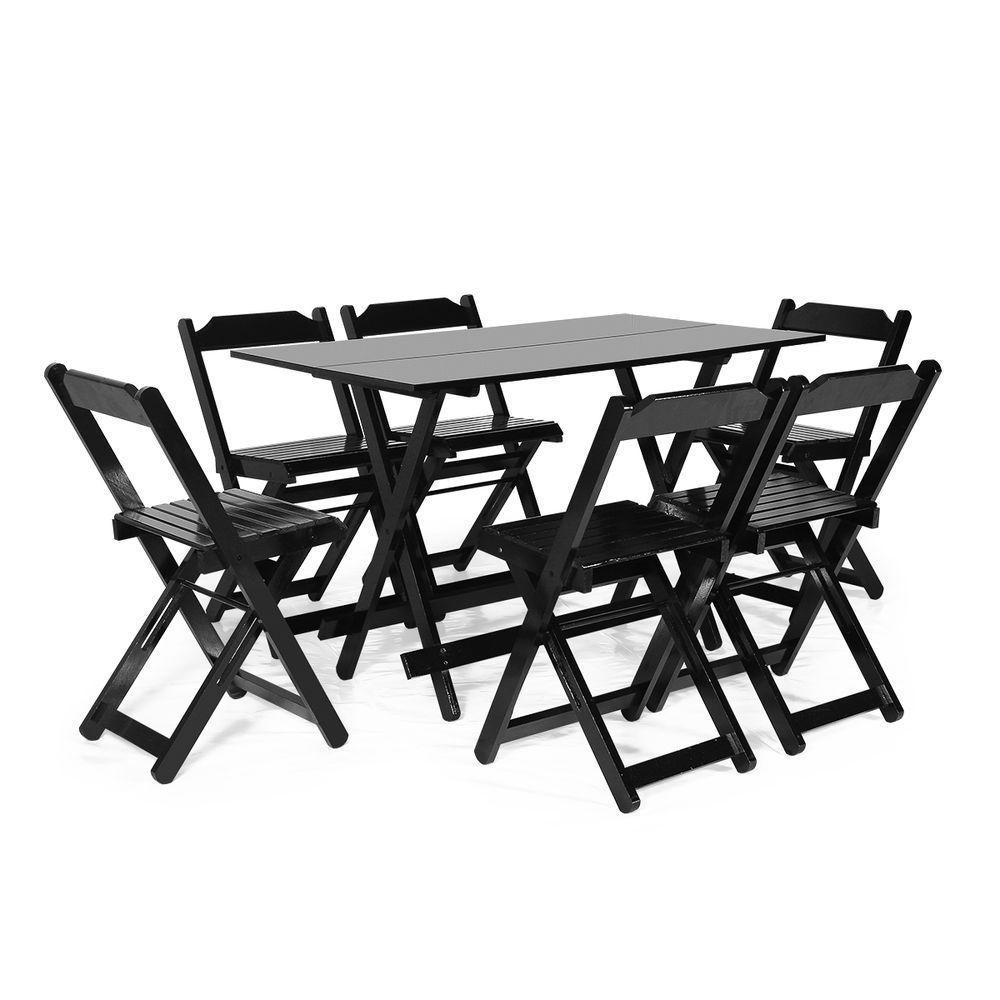 Kit 6 Conjuntos Dobrável 120 X 70 Com 6 Cadeiras Preto - M.b Móveis - 3