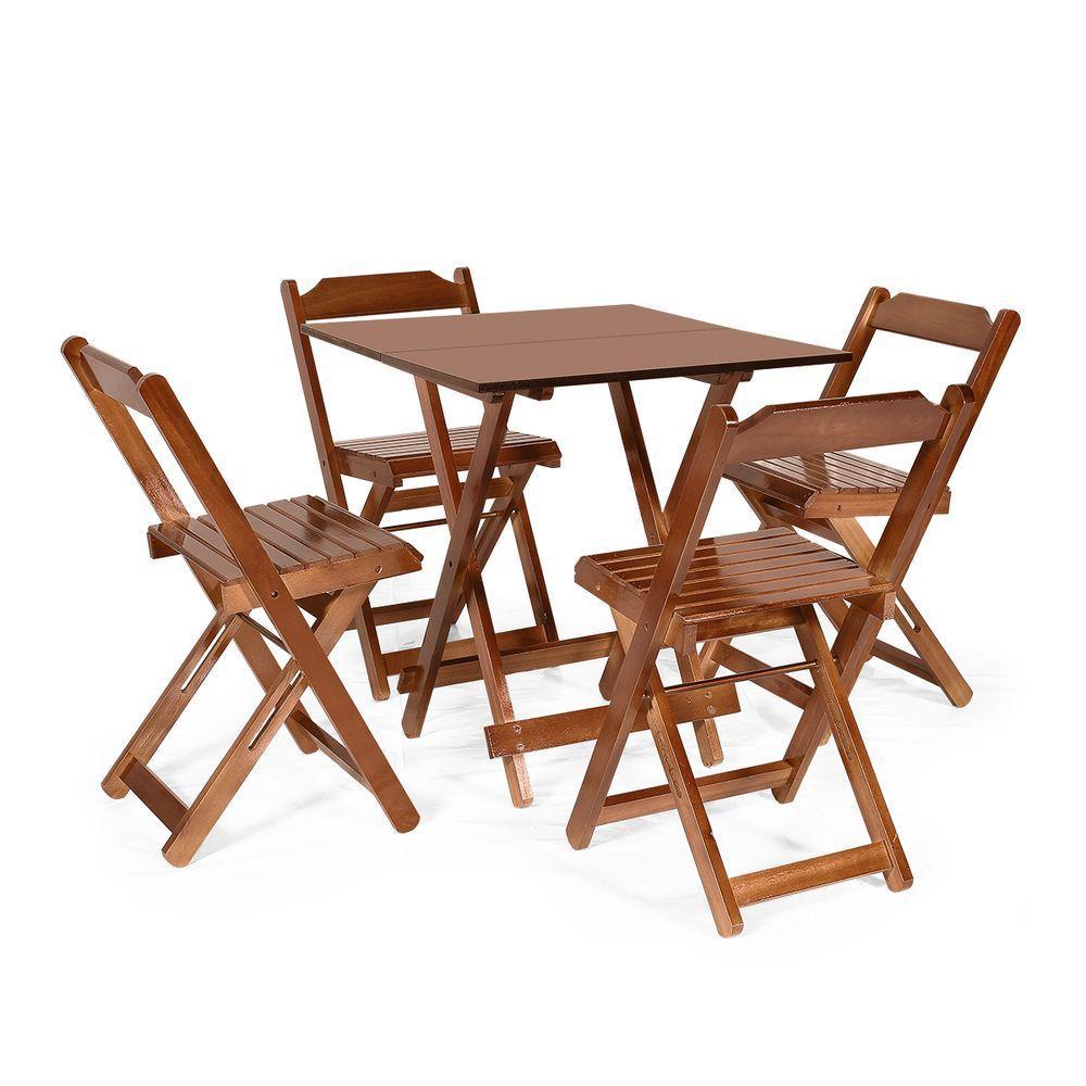 Kit 4 Conjuntos Dobráveis 70 X 70 Com 4 Cadeiras Dobráveis Imbuia - M.b Móveis - 2