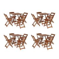Kit 4 Conjuntos Dobráveis 70 X 70 Com 4 Cadeiras Dobráveis Imbuia - M.b Móveis - 1