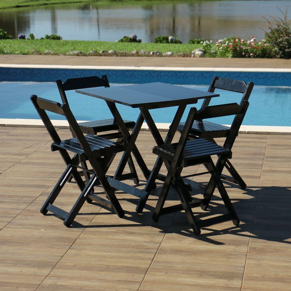 Jogos Conjuntos Mesa Bar Dobrável Madeira 70 X 70 Com 4 Cad. Preta - M.b Móveis - 6