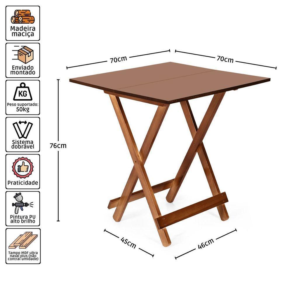 Mesa Dobrável 70 X 70 Imbuia - M.b Móveis - 2