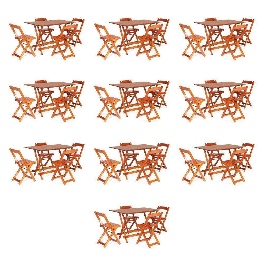 Kit 10 Conjuntos Dobráveis 120 X 70 Com 4 Cadeiras Mel - M.b Móveis - 1